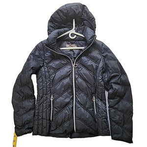 Michael Kors Packable Down Fill Jacket w/Hood Women Size Medium Black